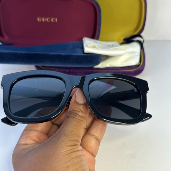 New Authentic GUCCI  Square Frame Sunglasses GG0326S Black - Picture 10 of 14